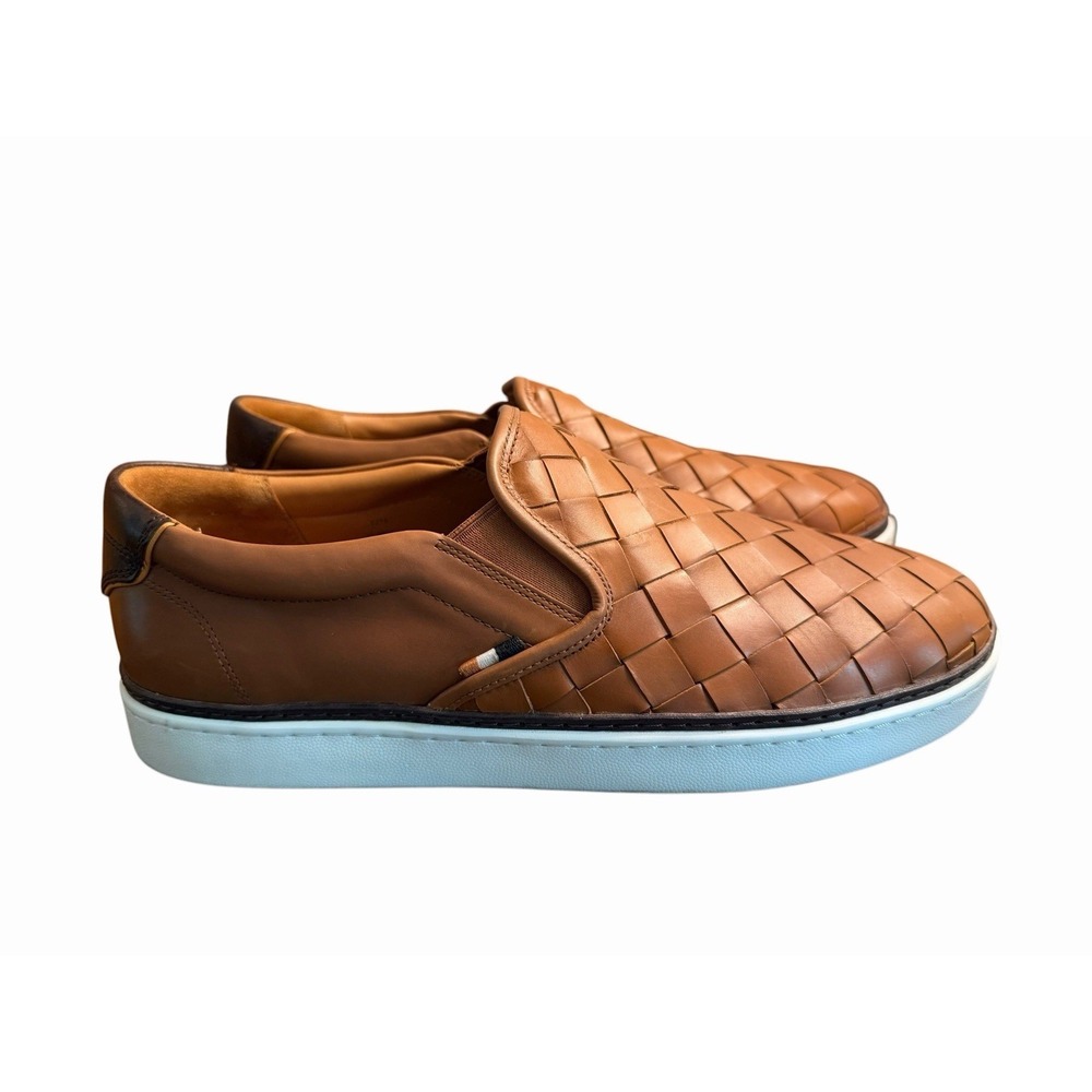 Allen Edmonds Alpha Brown Leather Woven Sneakers Slip On Loafer Mens 11 Wide 3E